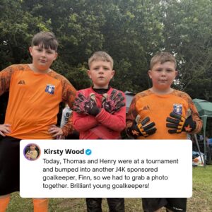 young goalkeepers diving in j4K goalkeeper gloves